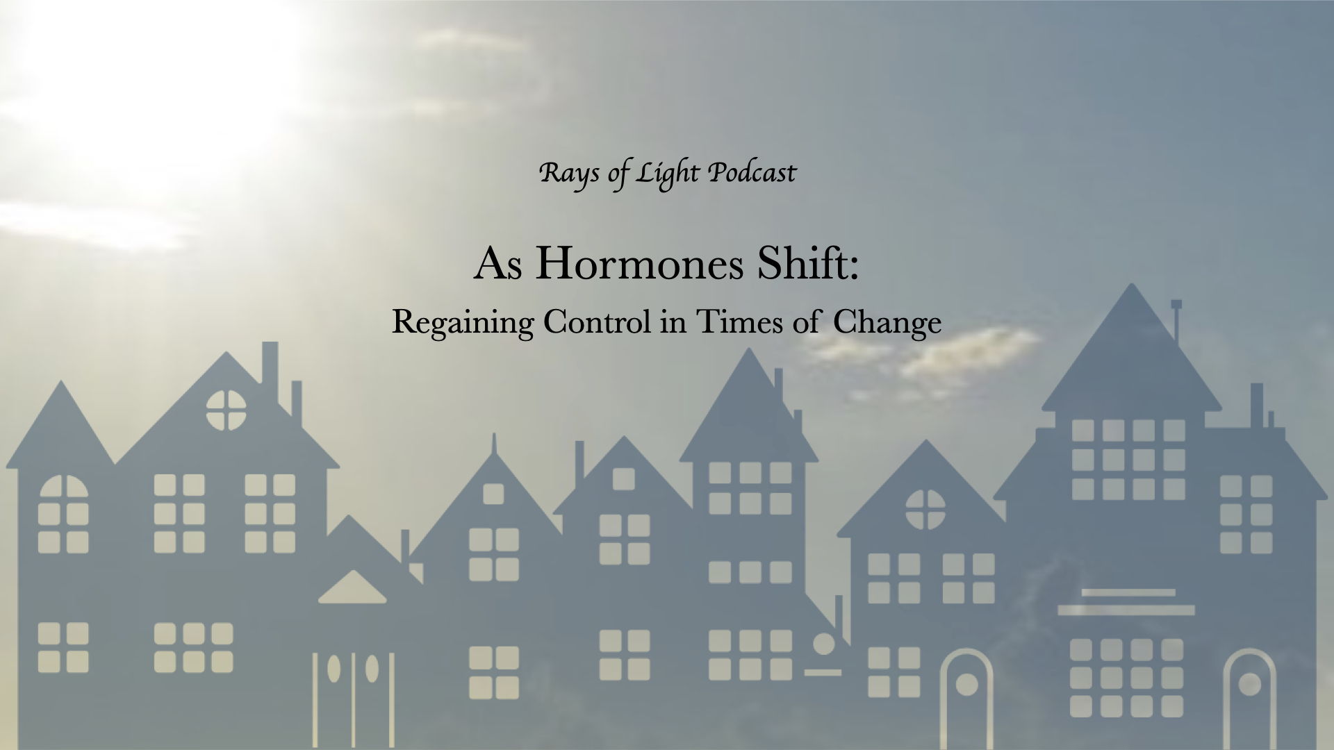 Fictional village Sunnyside silhouette graphic with the episode title